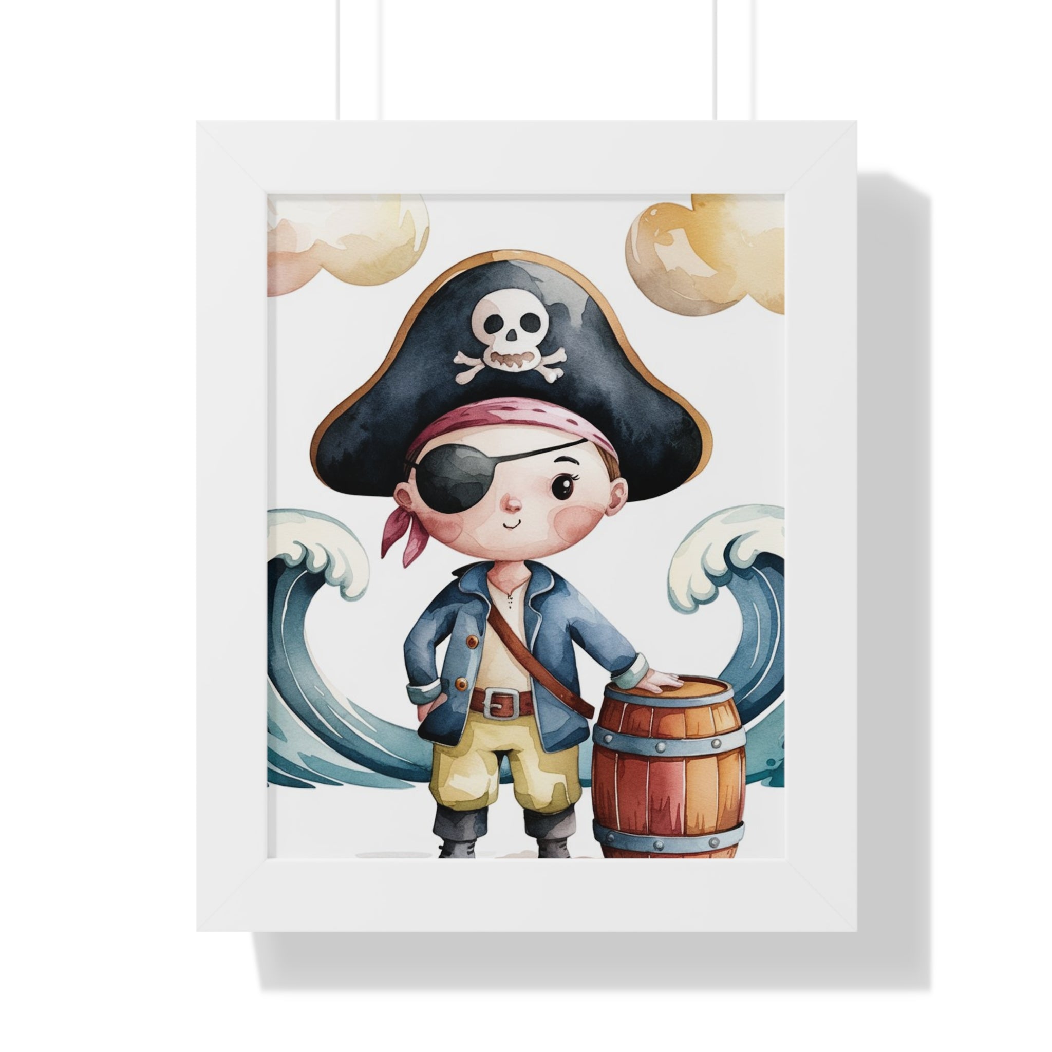 Pirate Kid Framed Poster — Cute Nautical Nursery Wall Art
