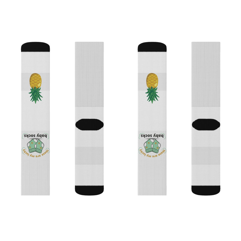 "My lucky baby Socks" — Tropical Crew Socks with Cute Pineapple Graphic