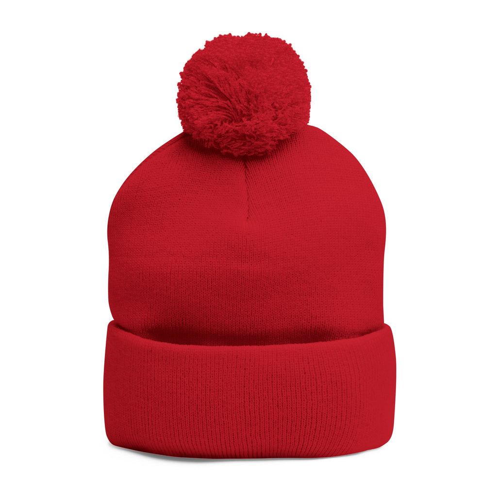 Embroidered Pom-Pom Beanie — "All Nursery" Heart Knit Cap