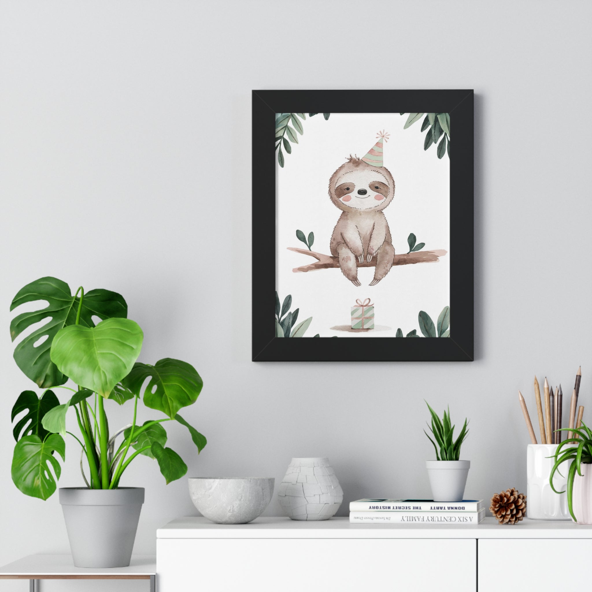 Sloth Birthday Framed Poster — Cute Nursery Wall Art for Kids’ Room