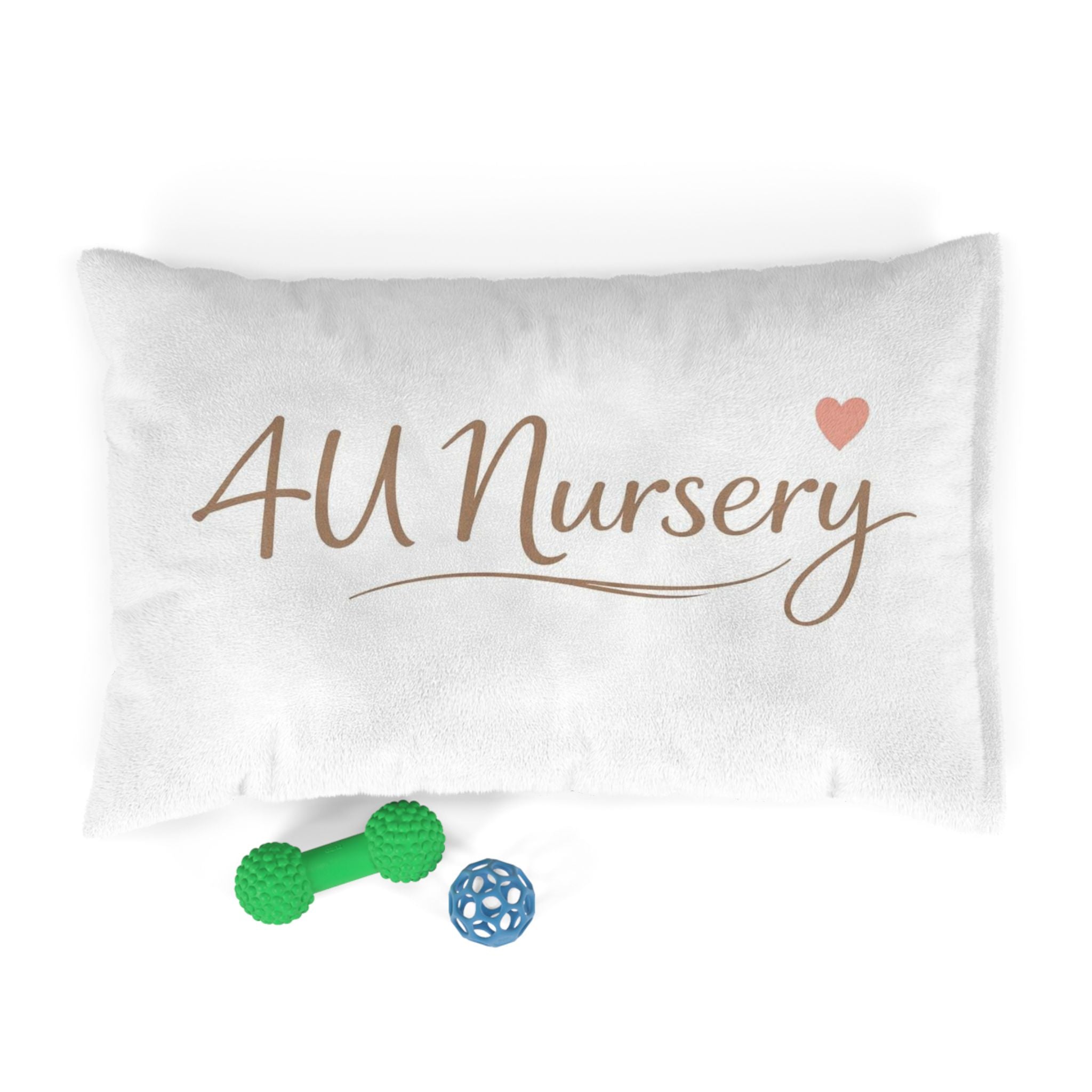 AU Nursery Pet Bed — Personalized Soft Plush Dog & Cat Bed with Heart Graphic