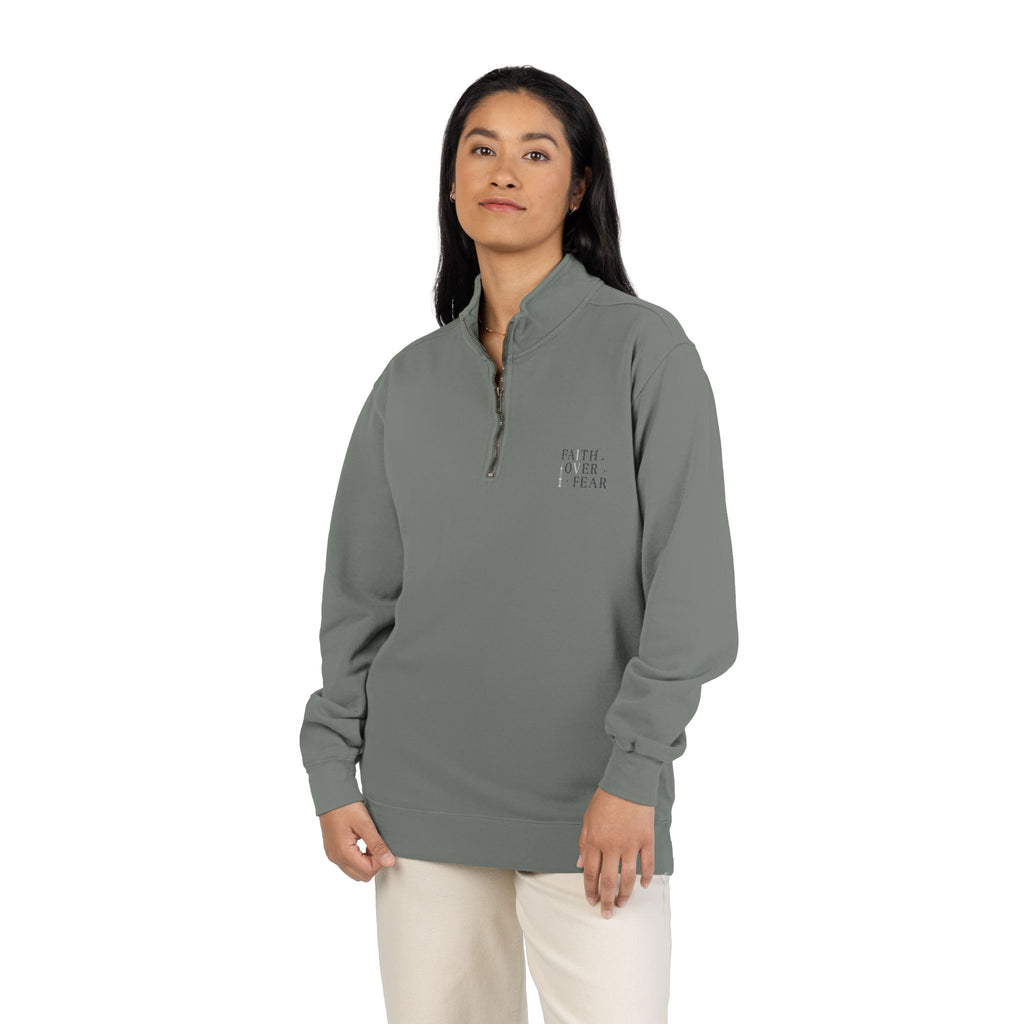 Quarter-Zip Sweatshirt — "Faith Over Fear" IVF Community Support Design