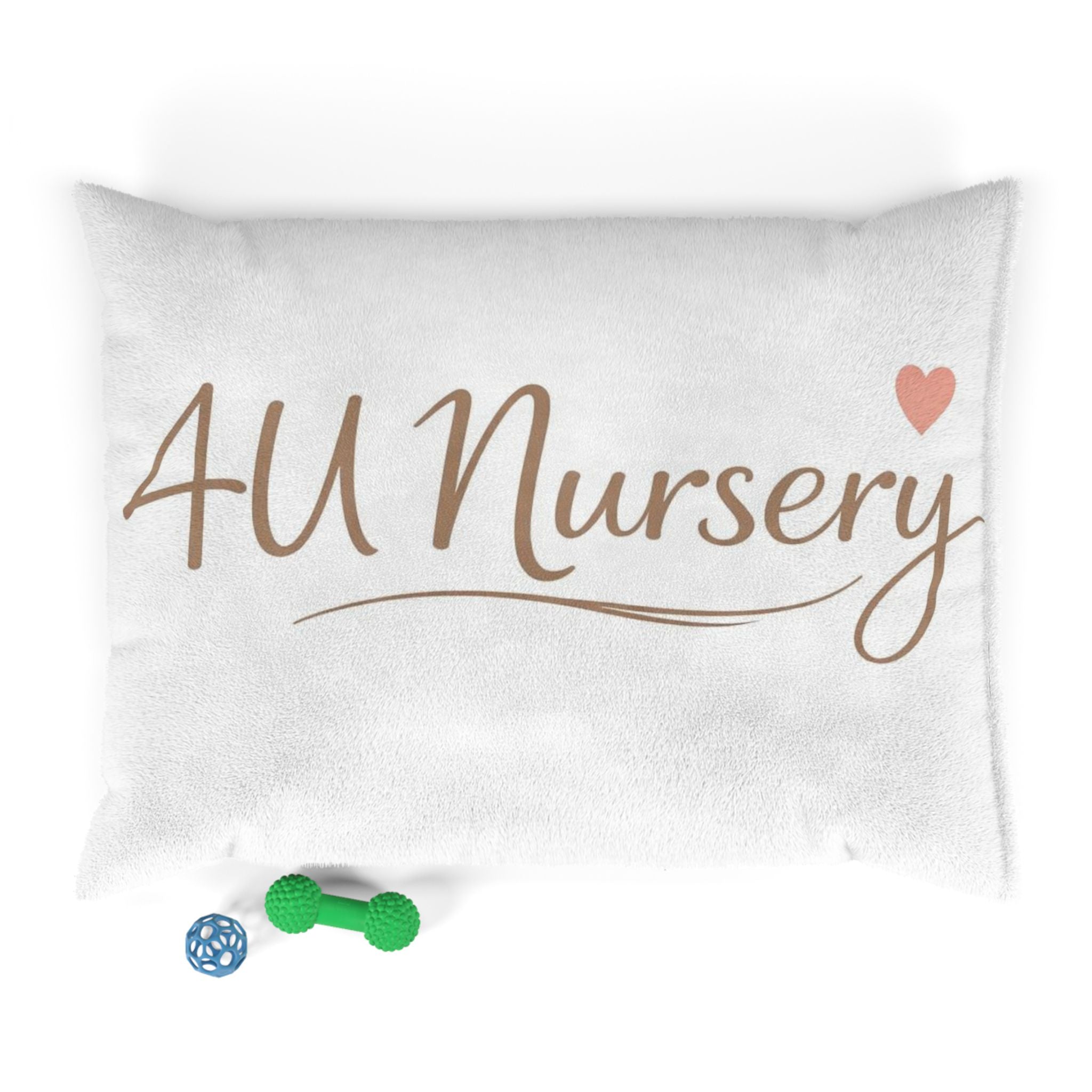 AU Nursery Pet Bed — Personalized Soft Plush Dog & Cat Bed with Heart Graphic