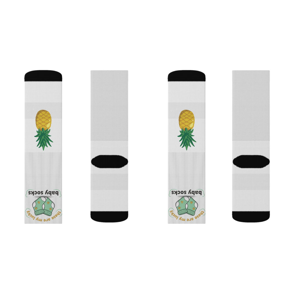 "My lucky baby Socks" — Tropical Crew Socks with Cute Pineapple Graphic