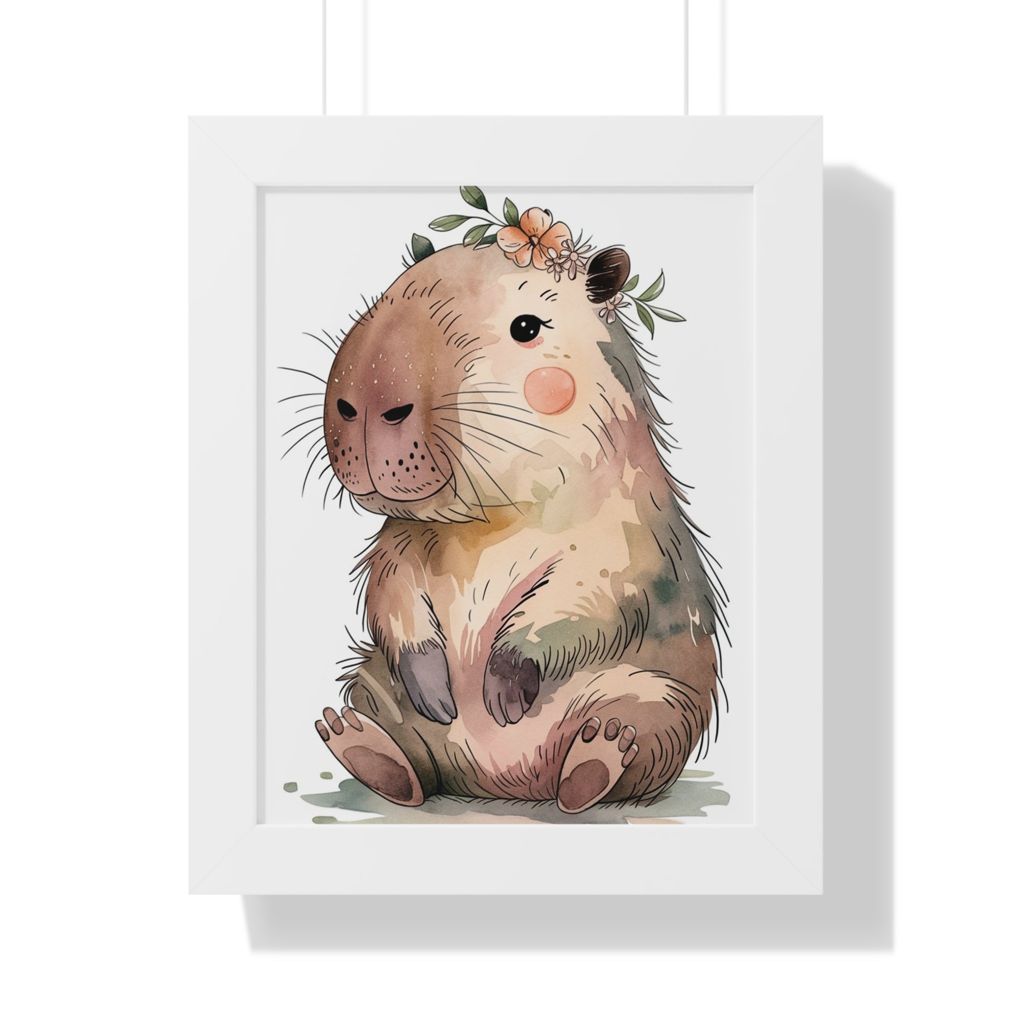 Adorable Quokka Watercolor Framed Poster — Cute Nursery Wall Art
