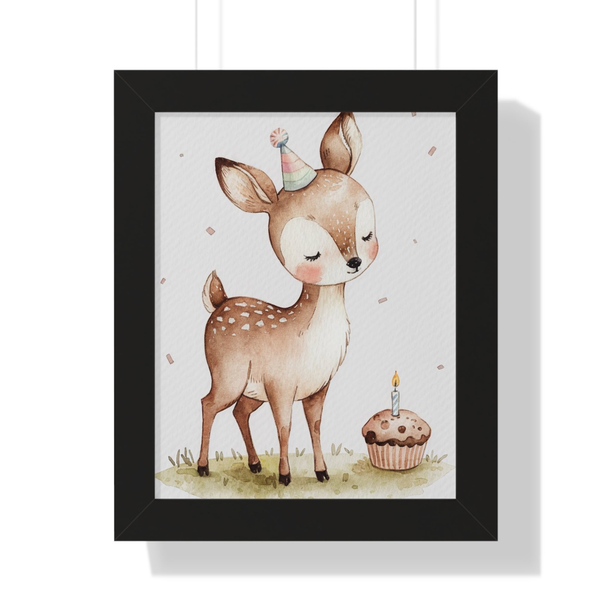 Framed Poster — Cute Birthday Baby Deer Nursery Wall Art