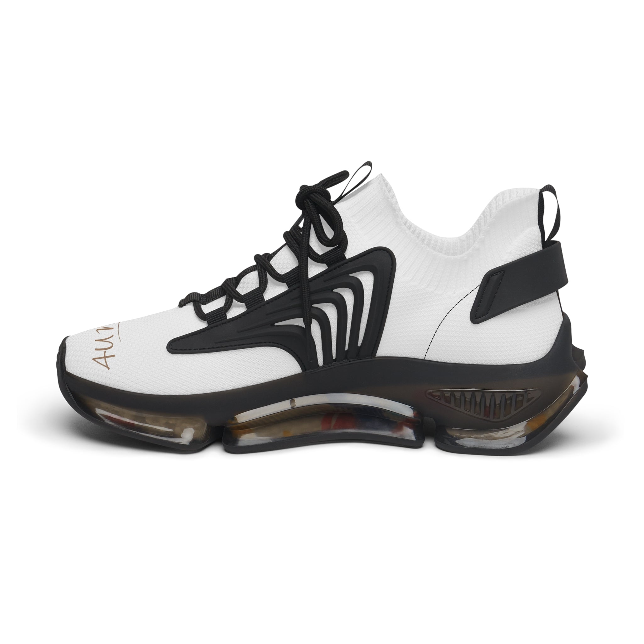 Women's Mesh Sneakers — Lightweight White Knit Runners with Colorful Sole & '4U Nursery' Script