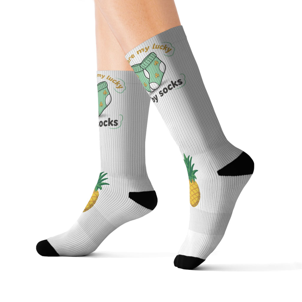"My lucky baby Socks" — Tropical Crew Socks with Cute Pineapple Graphic