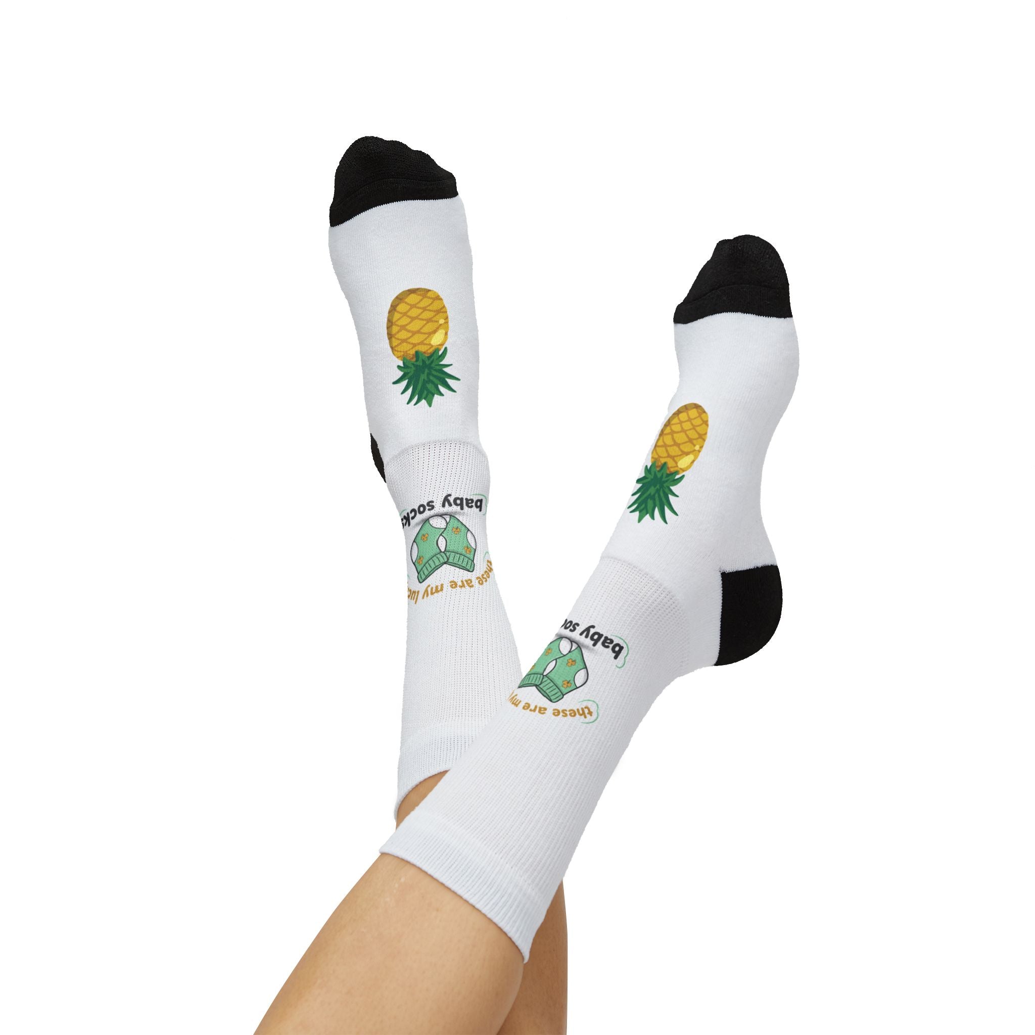 "My lucky baby Socks" — Tropical Crew Socks with Cute Pineapple Graphic