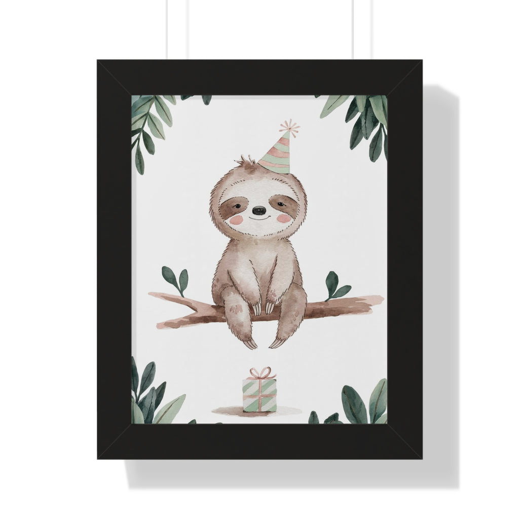 Sloth Birthday Framed Poster — Cute Nursery Wall Art for Kids’ Room