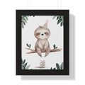 Sloth Birthday Framed Poster — Cute Nursery Wall Art for Kids’ Room