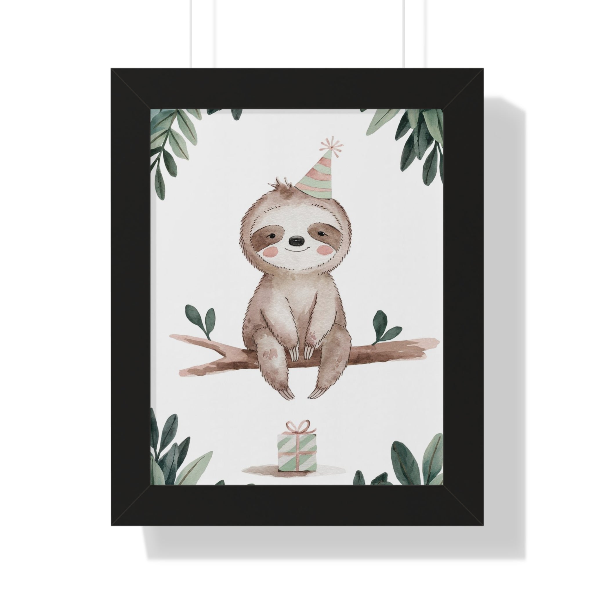 Sloth Birthday Framed Poster — Cute Nursery Wall Art for Kids’ Room