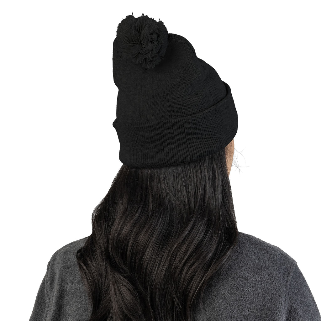 Embroidered Pom-Pom Beanie — "All Nursery" Heart Knit Cap