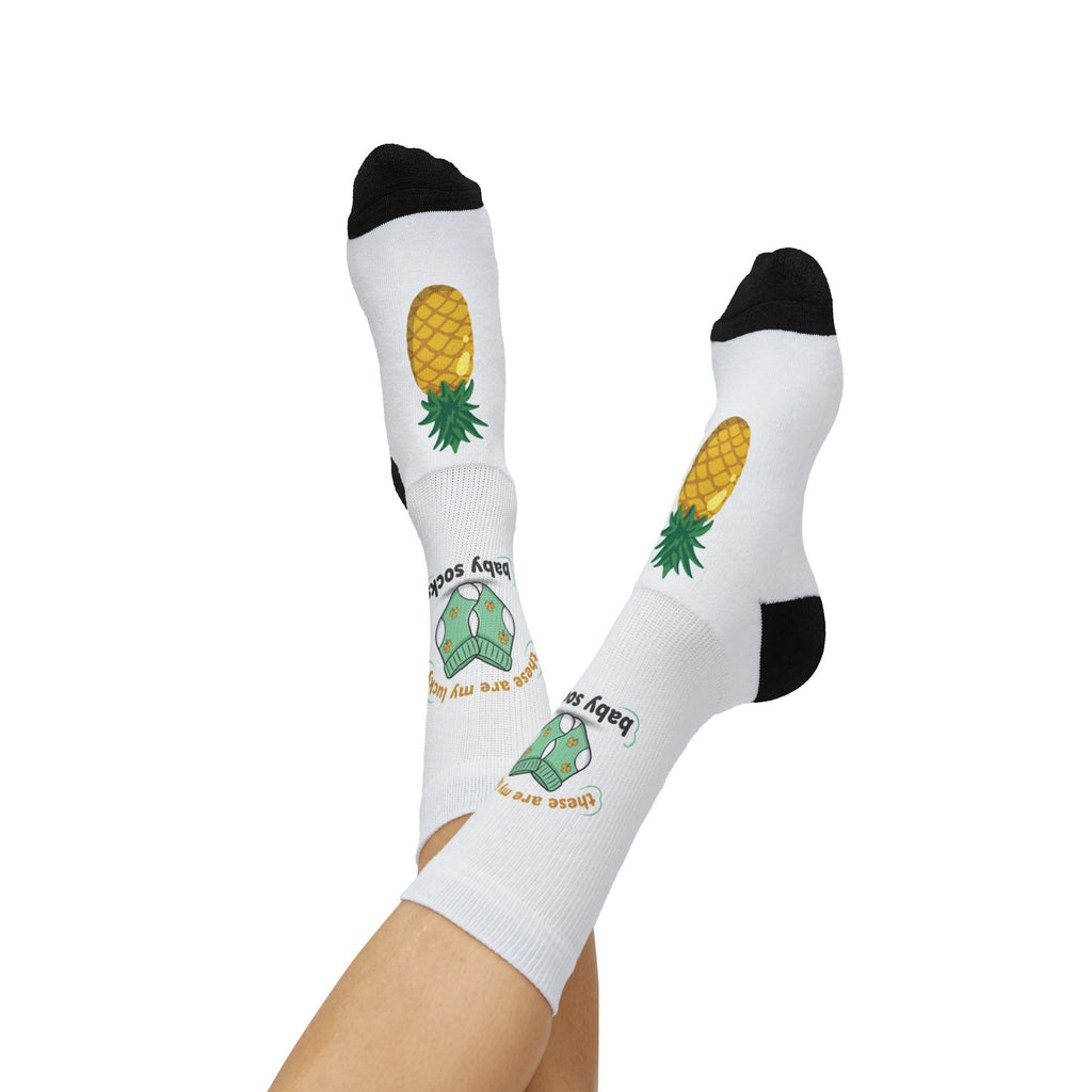 "My lucky baby Socks" — Tropical Crew Socks with Cute Pineapple Graphic