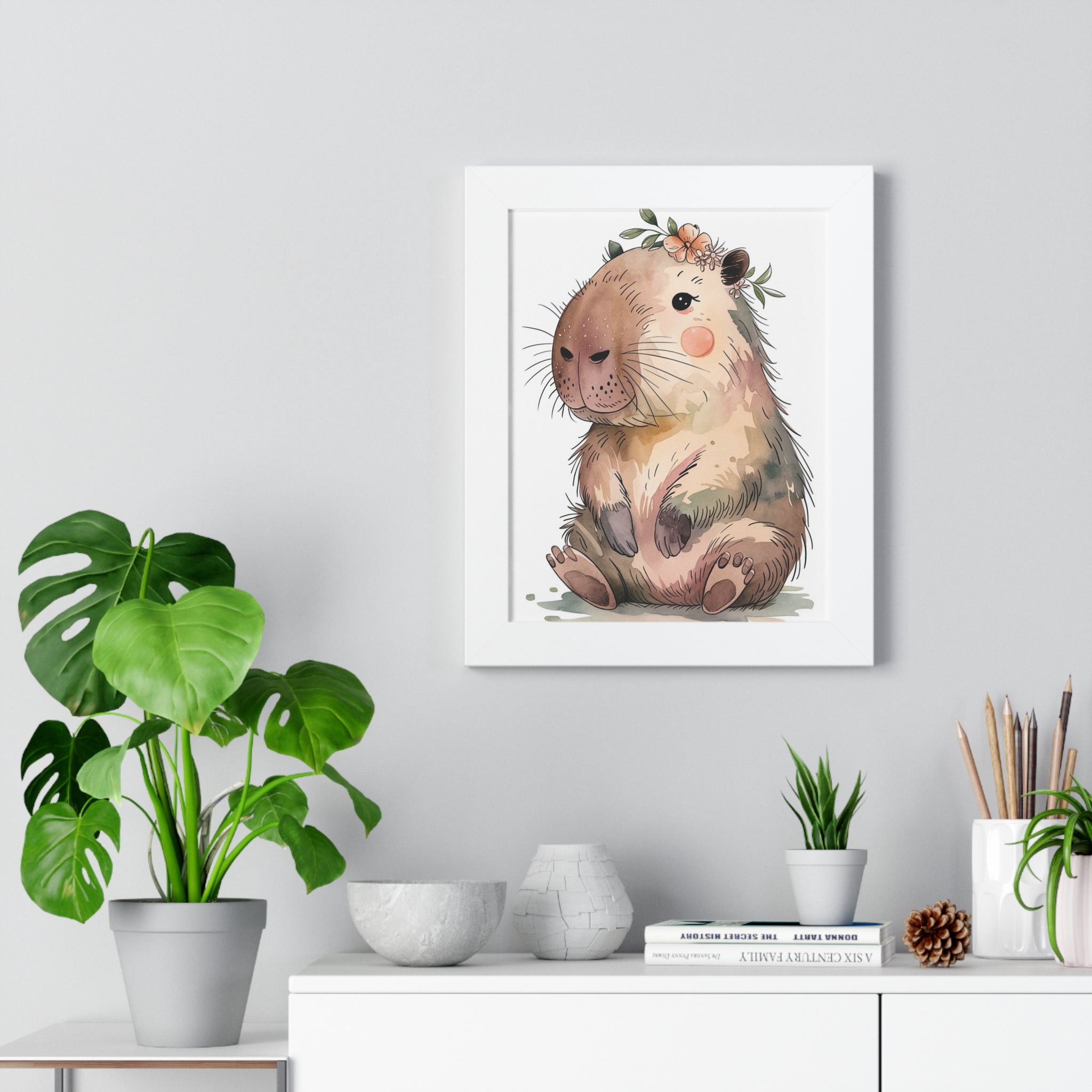 Adorable Quokka Watercolor Framed Poster — Cute Nursery Wall Art