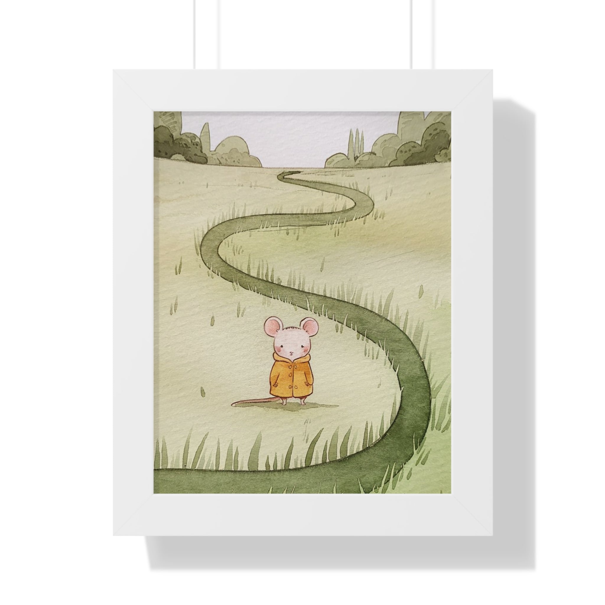 Whimsical Mouse Path Framed Poster — Nursery Wall Art
