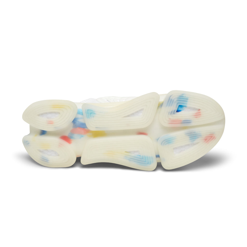 Women's Mesh Sneakers — Lightweight White Knit Runners with Colorful Sole & '4U Nursery' Script