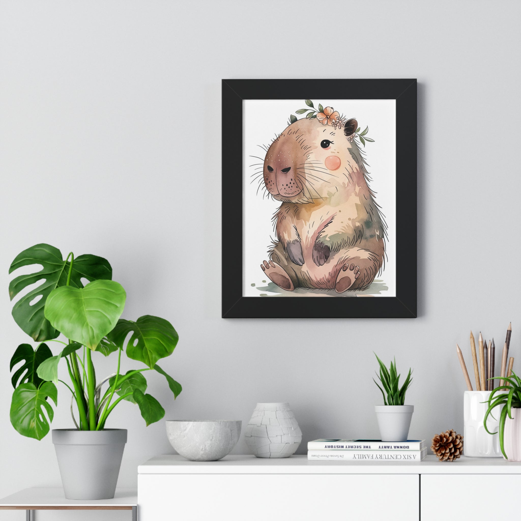 Adorable Quokka Watercolor Framed Poster — Cute Nursery Wall Art