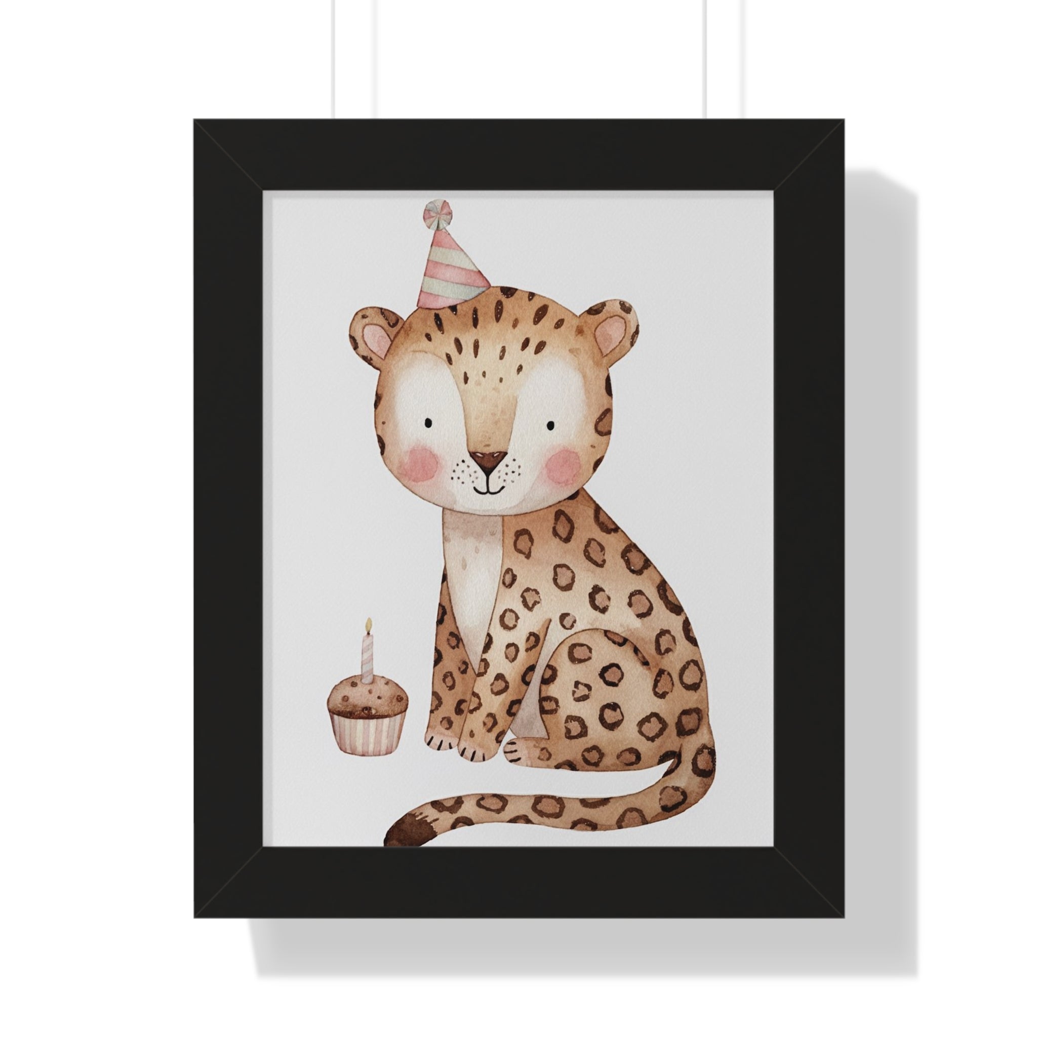 Framed Poster — Cute Birthday Leopard Nursery Wall Art