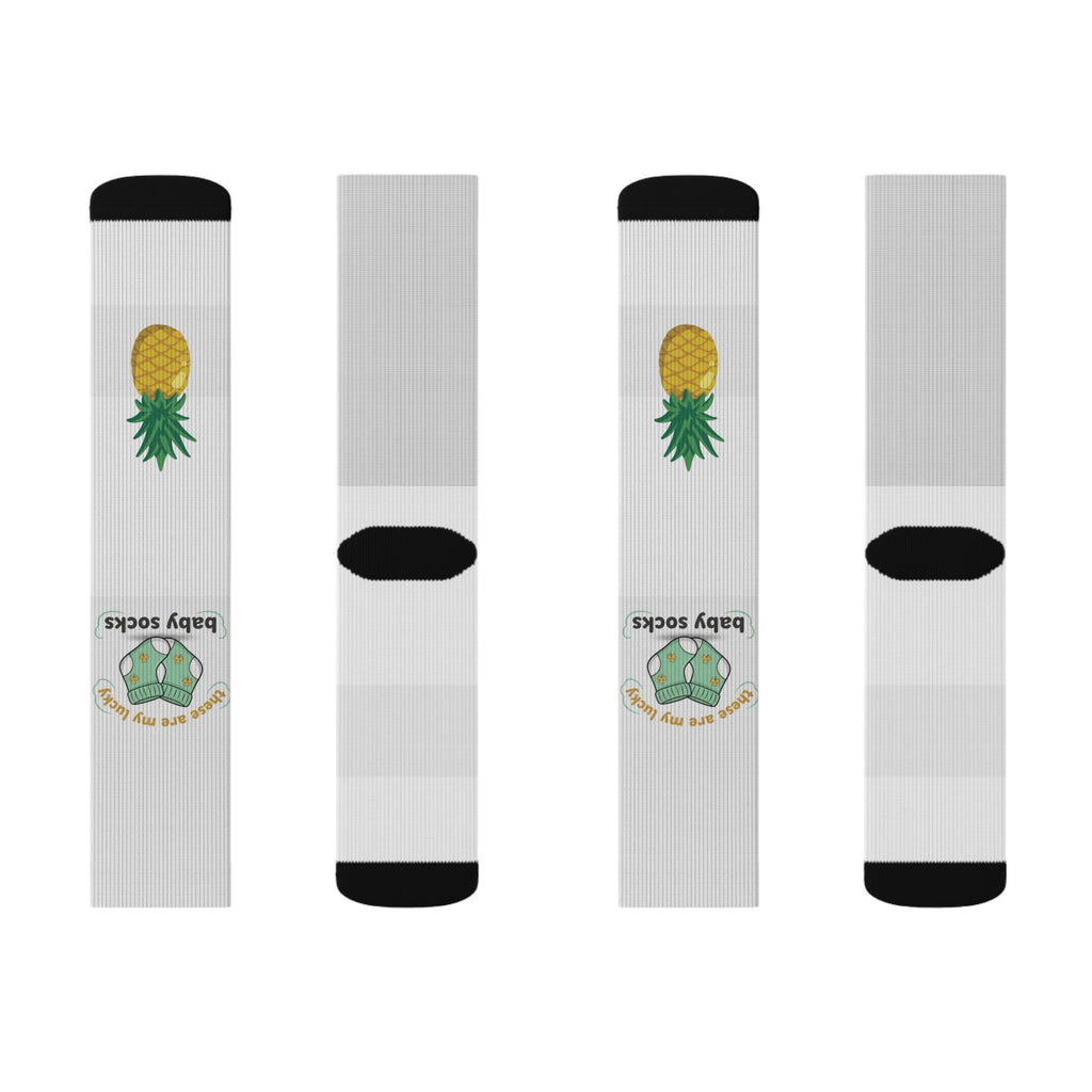 "My lucky baby Socks" — Tropical Crew Socks with Cute Pineapple Graphic