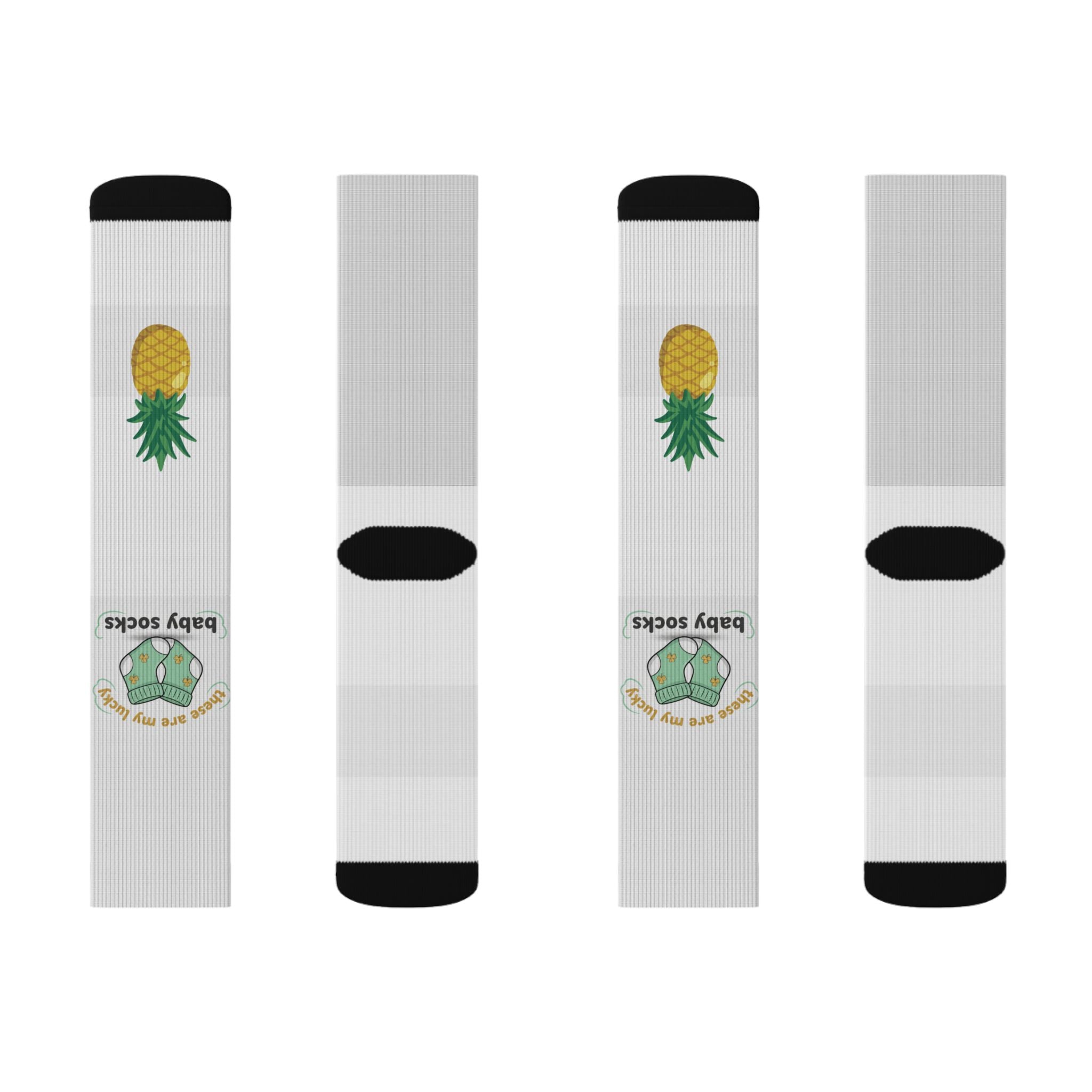 "My lucky baby Socks" — Tropical Crew Socks with Cute Pineapple Graphic