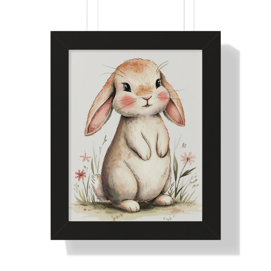 Framed Bunny Poster – Cute Watercolor Nursery Wall Art