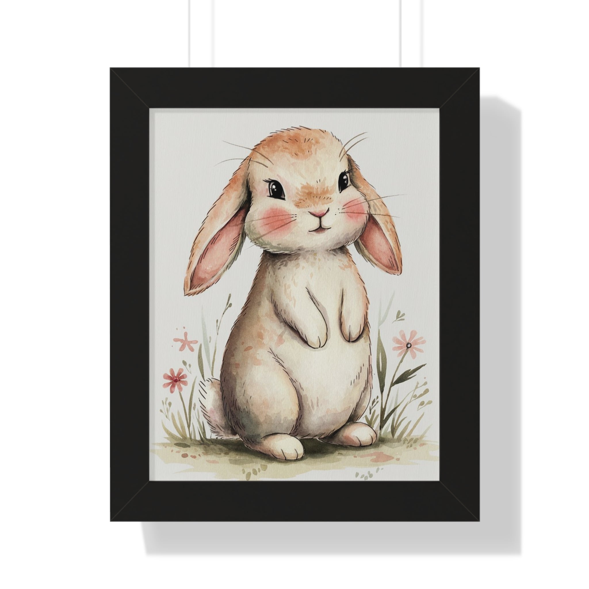 Framed Bunny Poster – Cute Watercolor Nursery Wall Art