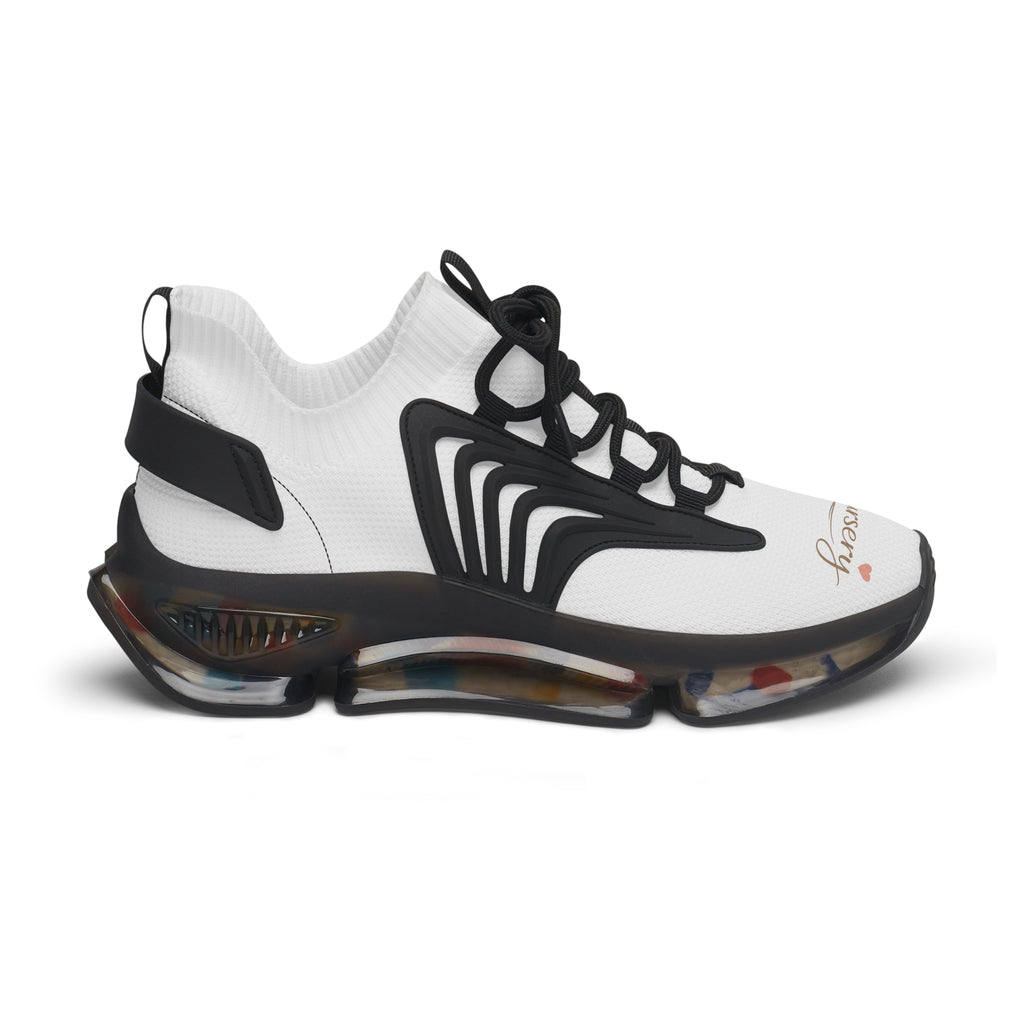 Women's Mesh Sneakers — Lightweight White Knit Runners with Colorful Sole & '4U Nursery' Script