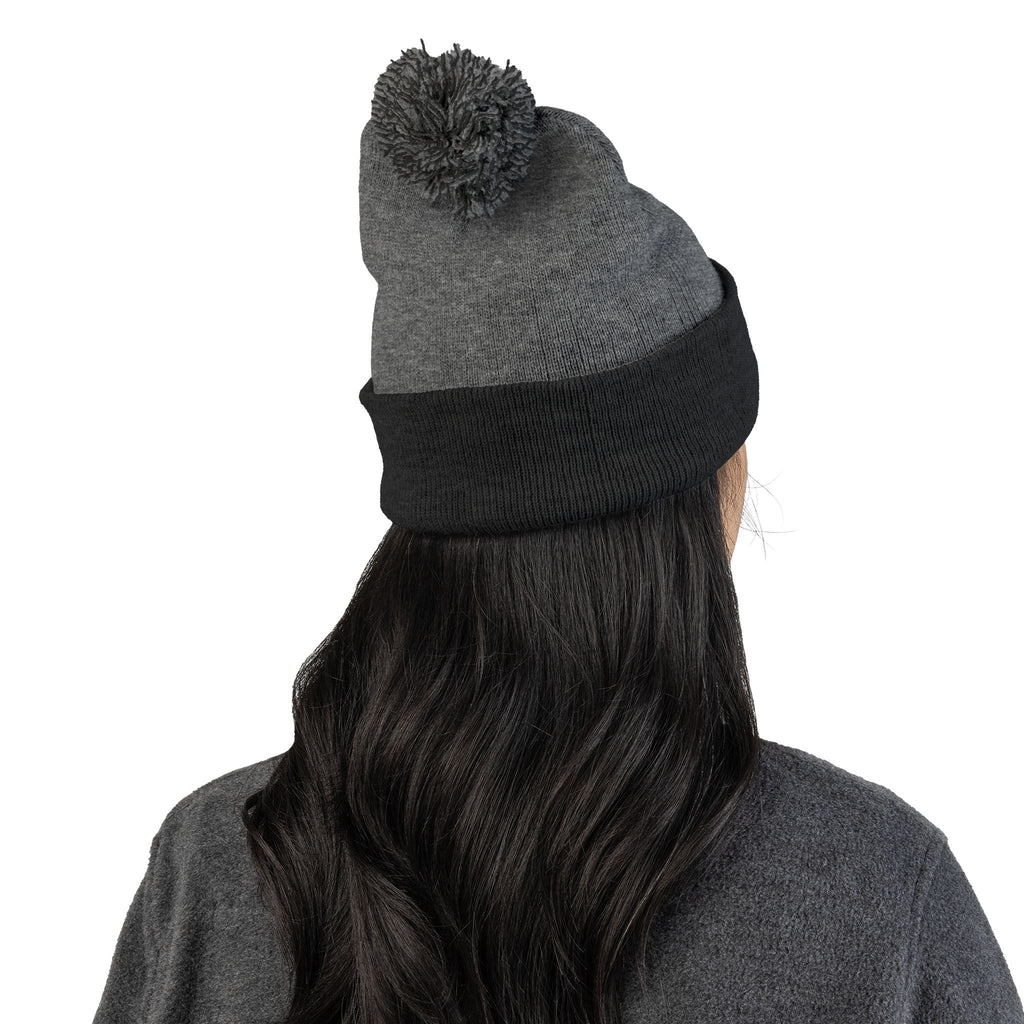 Embroidered Pom-Pom Beanie — "All Nursery" Heart Knit Cap