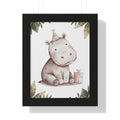 Baby Hippo Nursery Poster — Cute Hippo with Gift Framed Wall Art