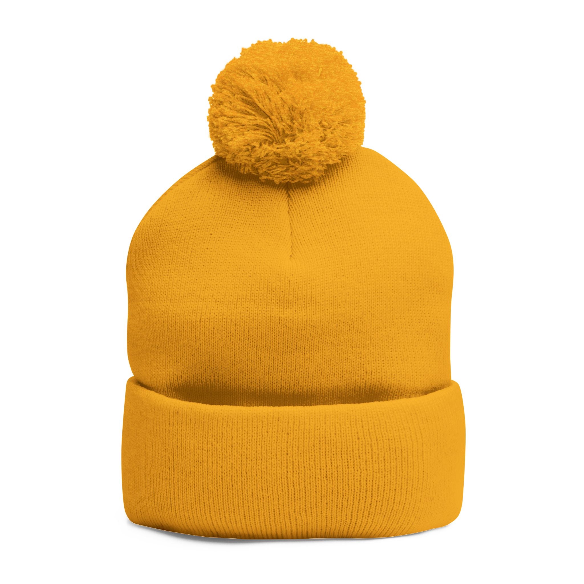 Embroidered Pom-Pom Beanie — "All Nursery" Heart Knit Cap