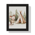 Cute Woodland Mouse Camping Framed Poster — Nursery Wall Art