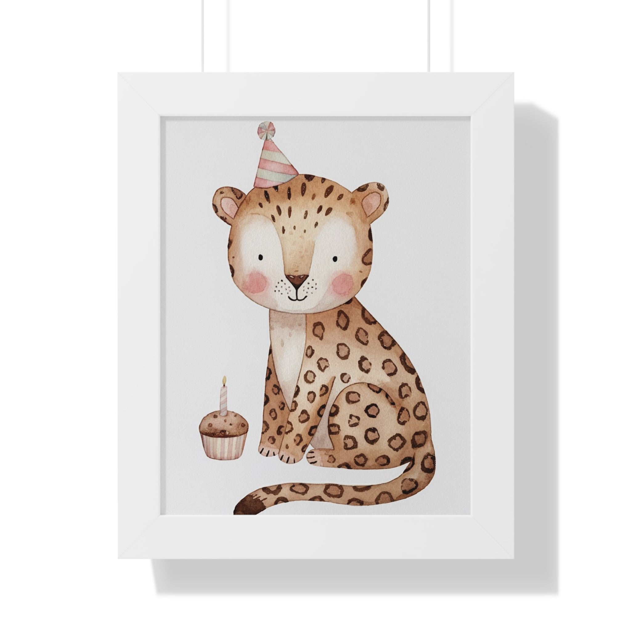 Framed Poster — Cute Birthday Leopard Nursery Wall Art