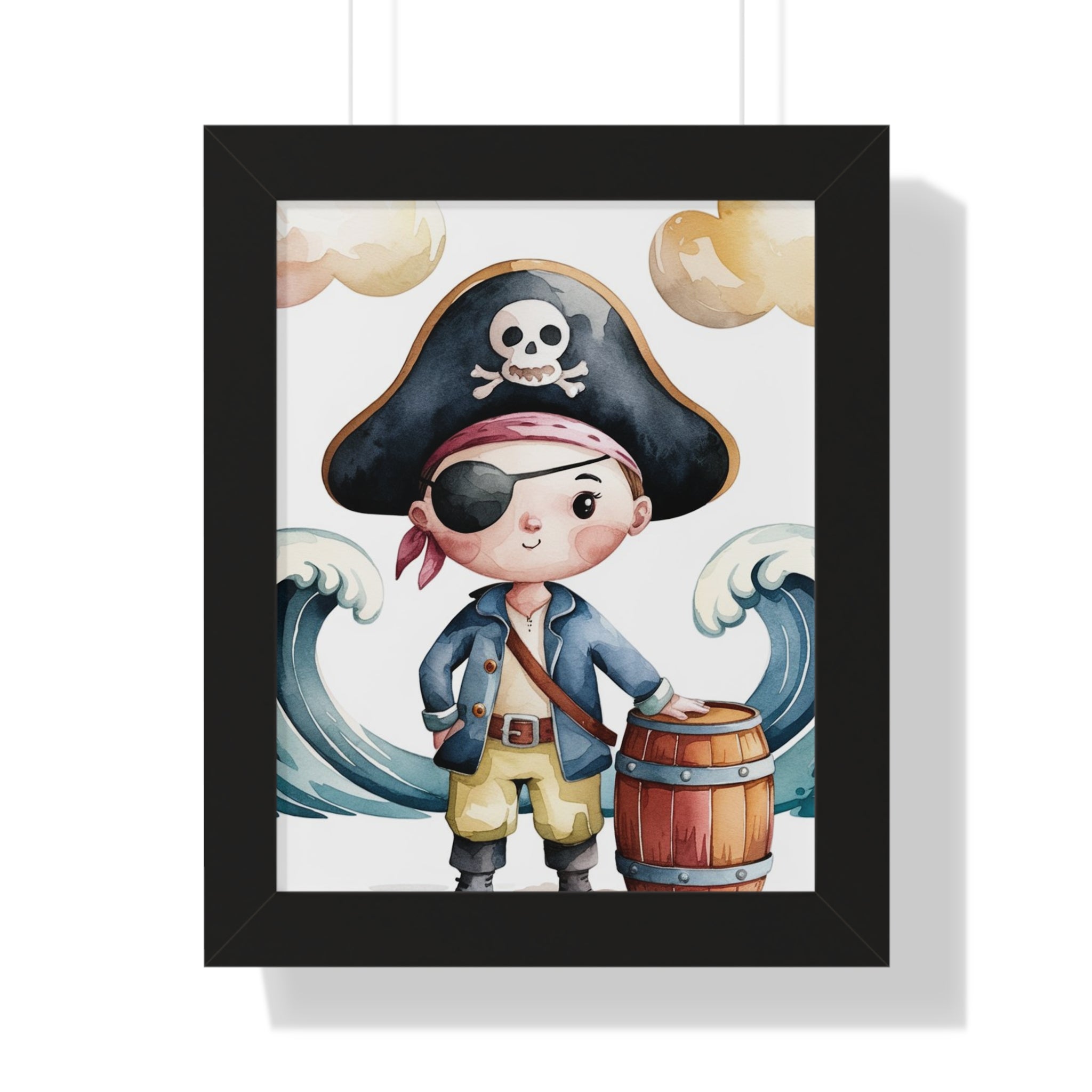 Pirate Kid Framed Poster — Cute Nautical Nursery Wall Art