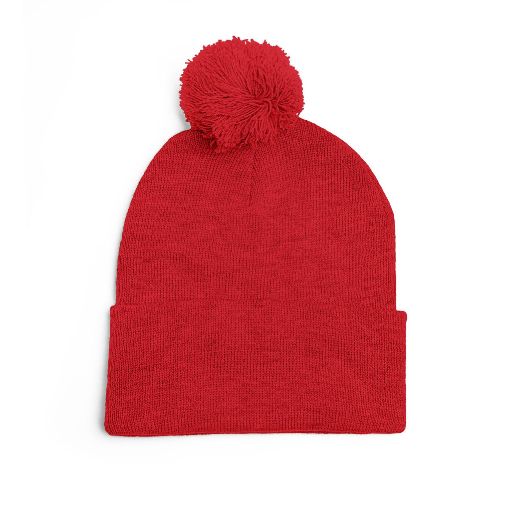 Embroidered Pom-Pom Beanie — "All Nursery" Heart Knit Cap
