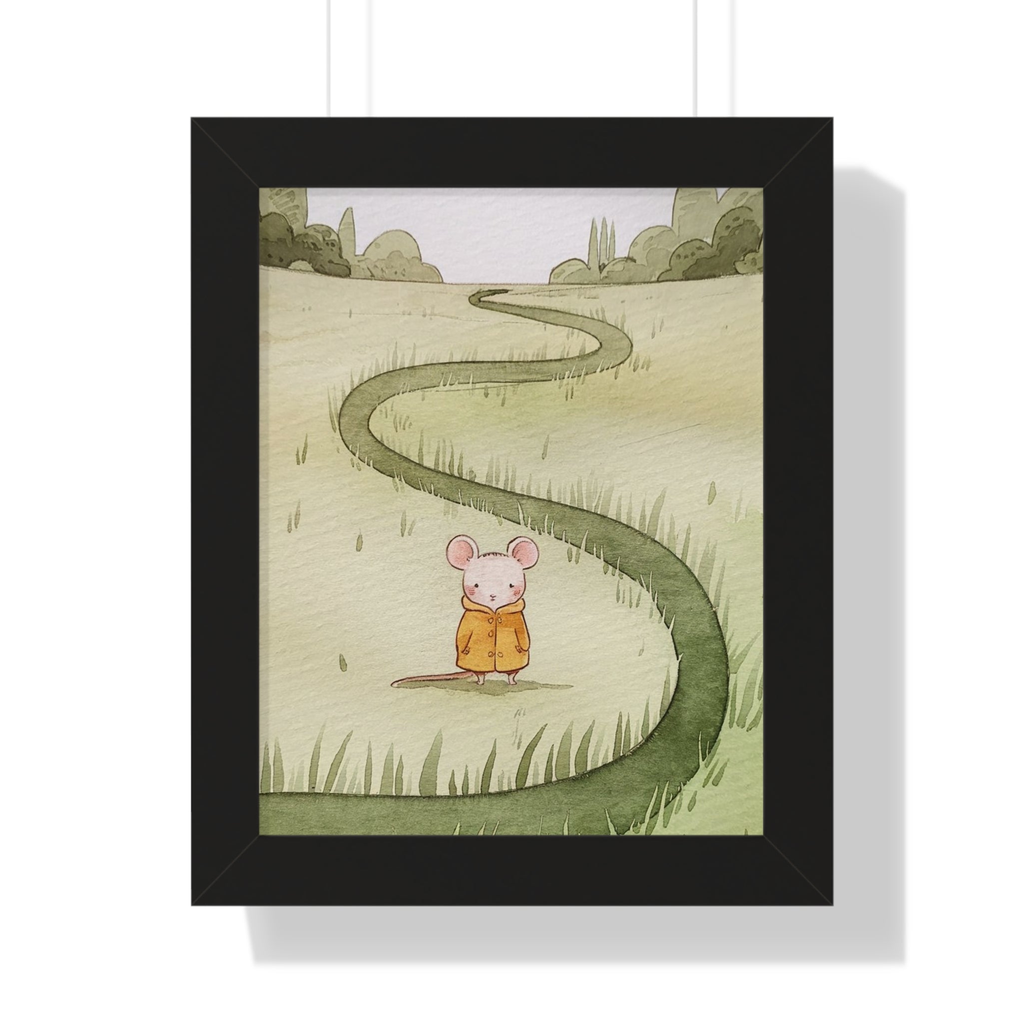 Whimsical Mouse Path Framed Poster — Nursery Wall Art