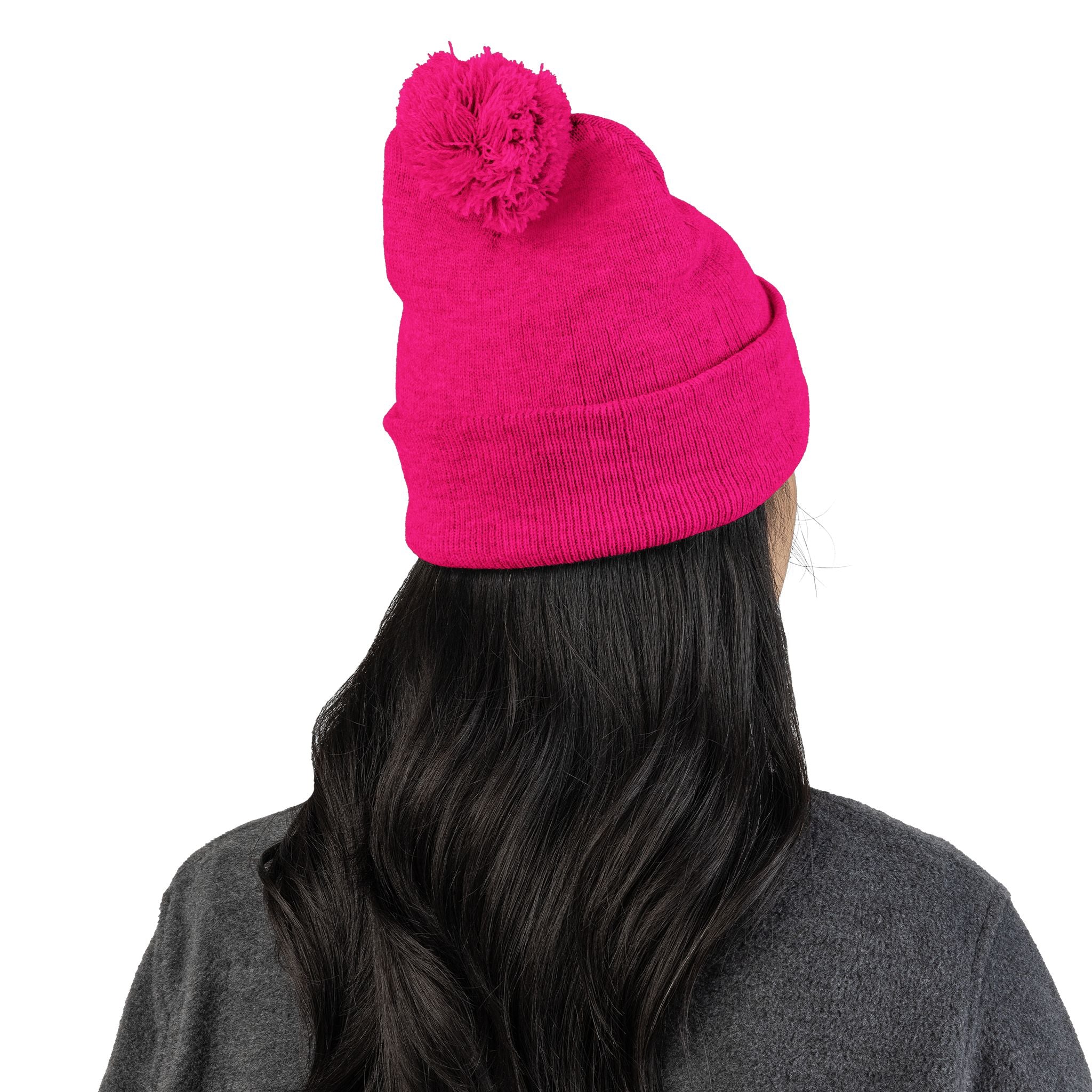 Embroidered Pom-Pom Beanie — "All Nursery" Heart Knit Cap