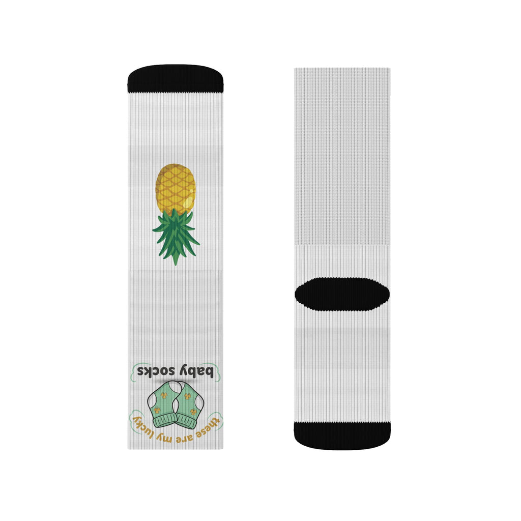 "My lucky baby Socks" — Tropical Crew Socks with Cute Pineapple Graphic