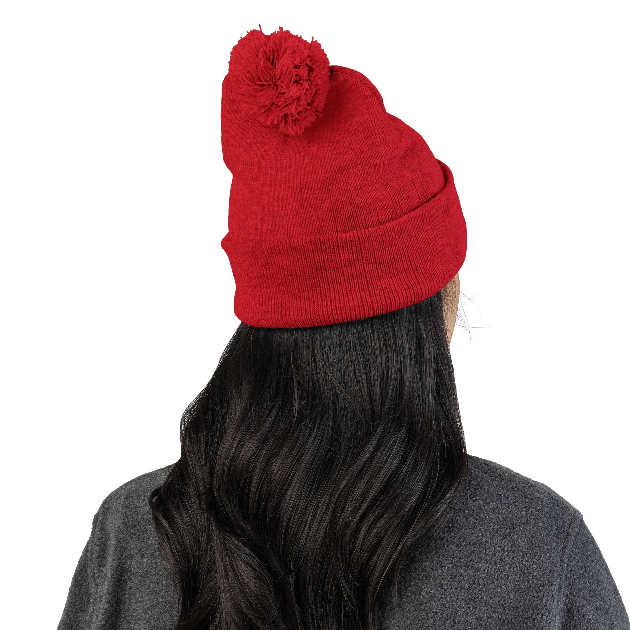 Embroidered Pom-Pom Beanie — "All Nursery" Heart Knit Cap