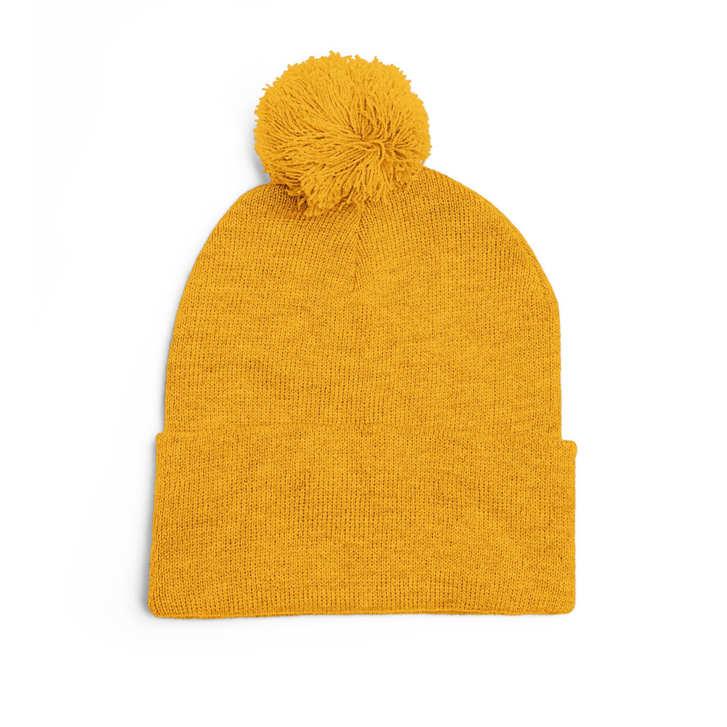 Embroidered Pom-Pom Beanie — "All Nursery" Heart Knit Cap