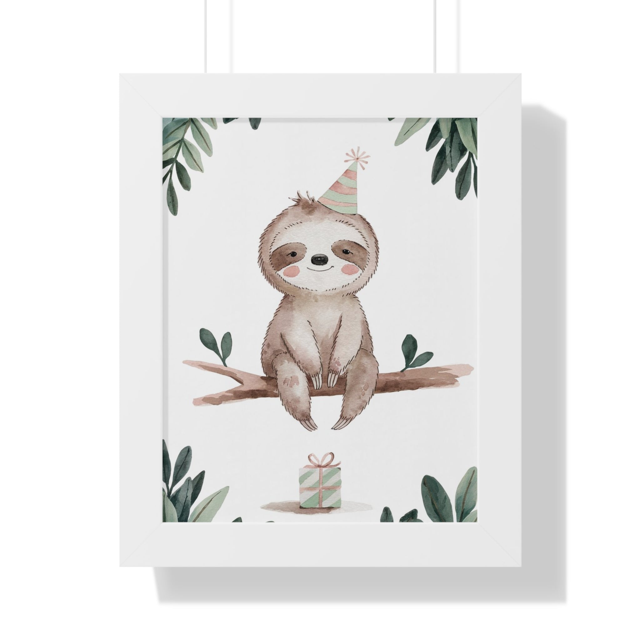 Sloth Birthday Framed Poster — Cute Nursery Wall Art for Kids’ Room