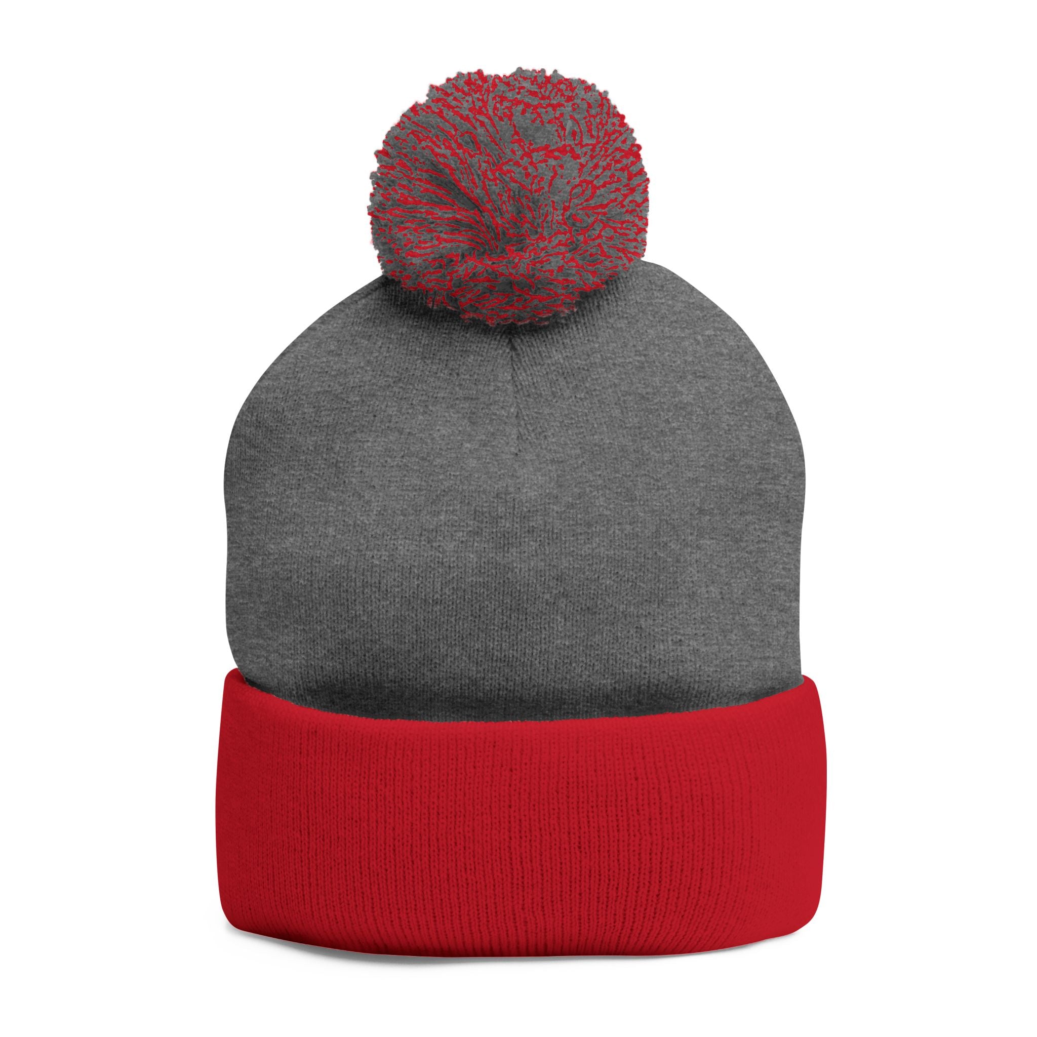 Embroidered Pom-Pom Beanie — "All Nursery" Heart Knit Cap