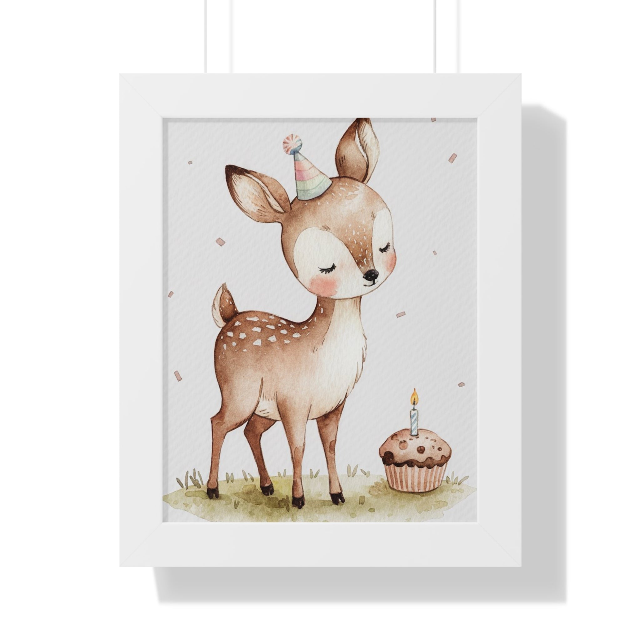 Framed Poster — Cute Birthday Baby Deer Nursery Wall Art