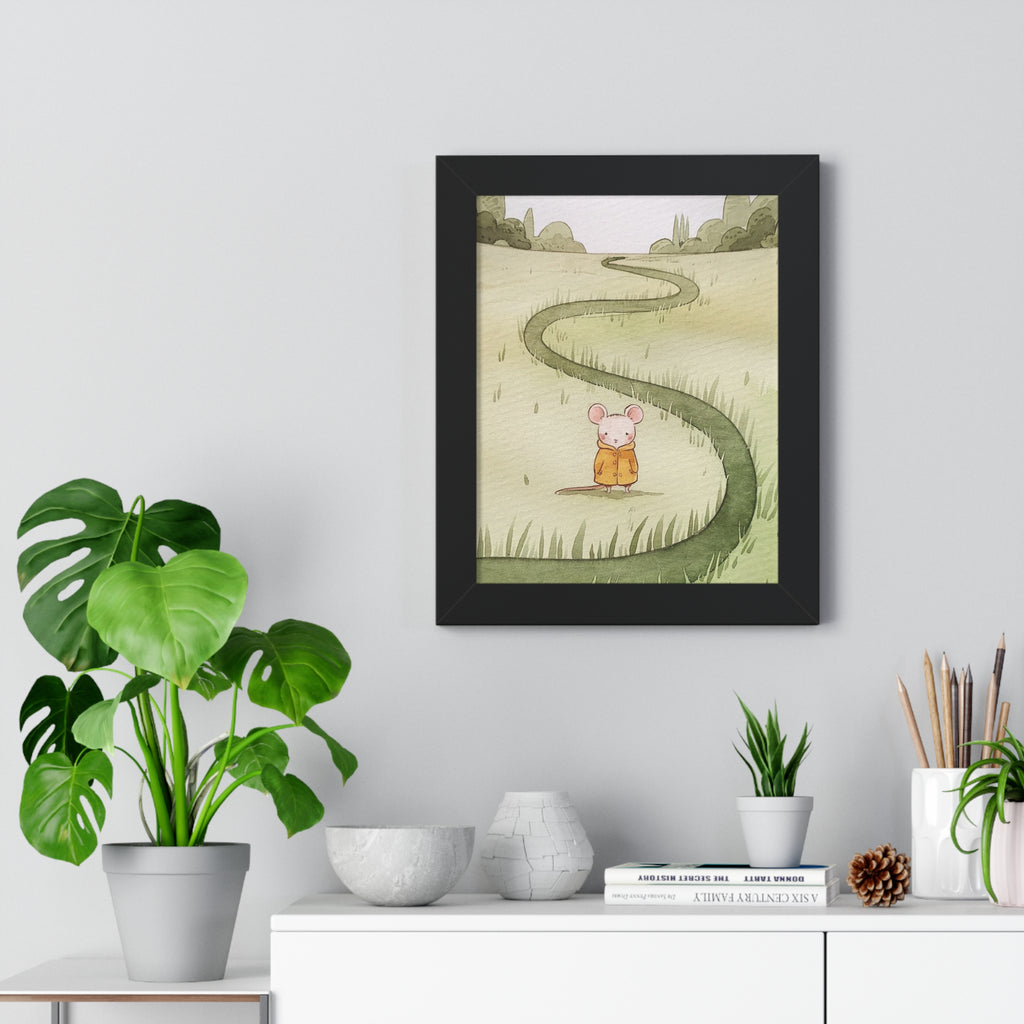 Whimsical Mouse Path Framed Poster — Nursery Wall Art