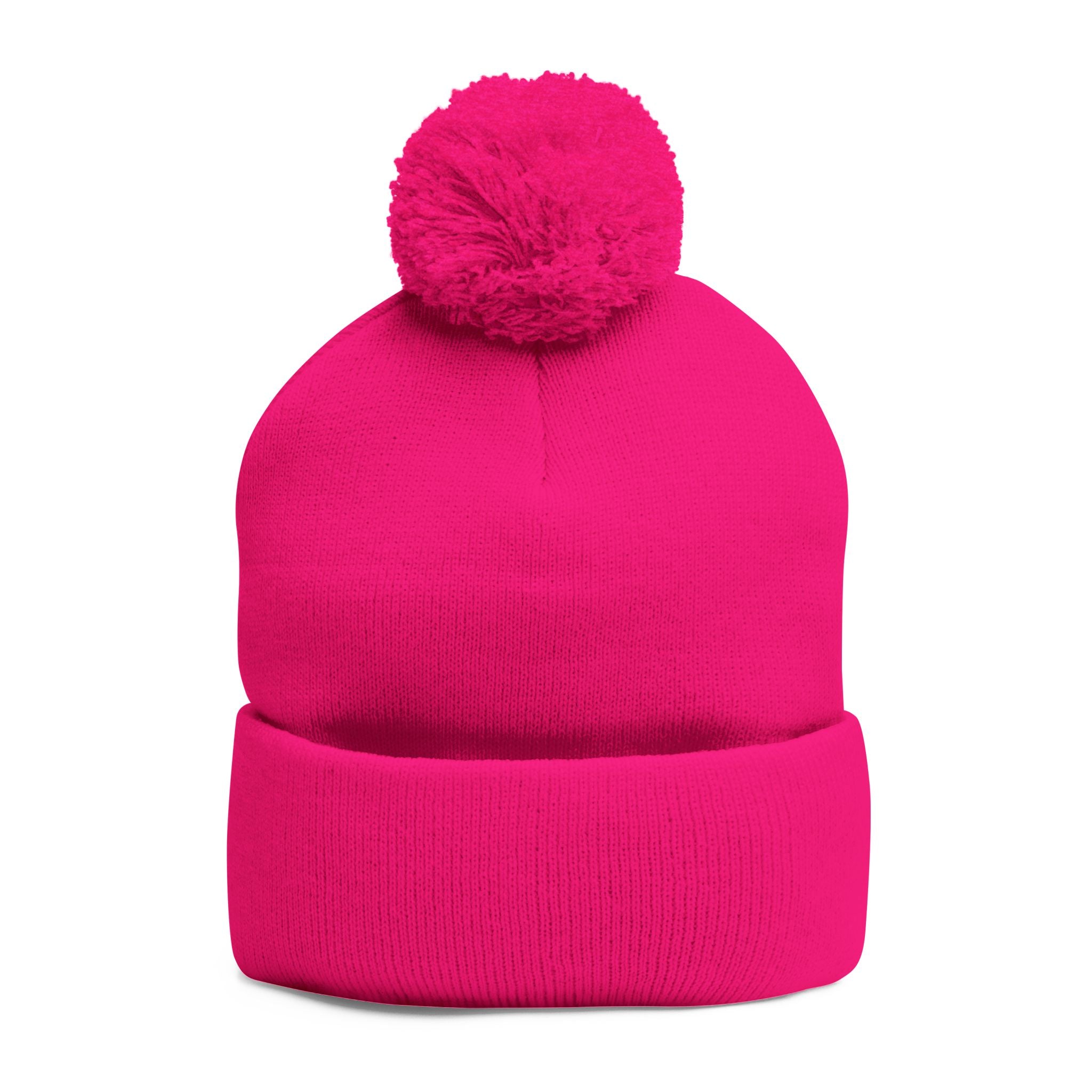Embroidered Pom-Pom Beanie — "All Nursery" Heart Knit Cap