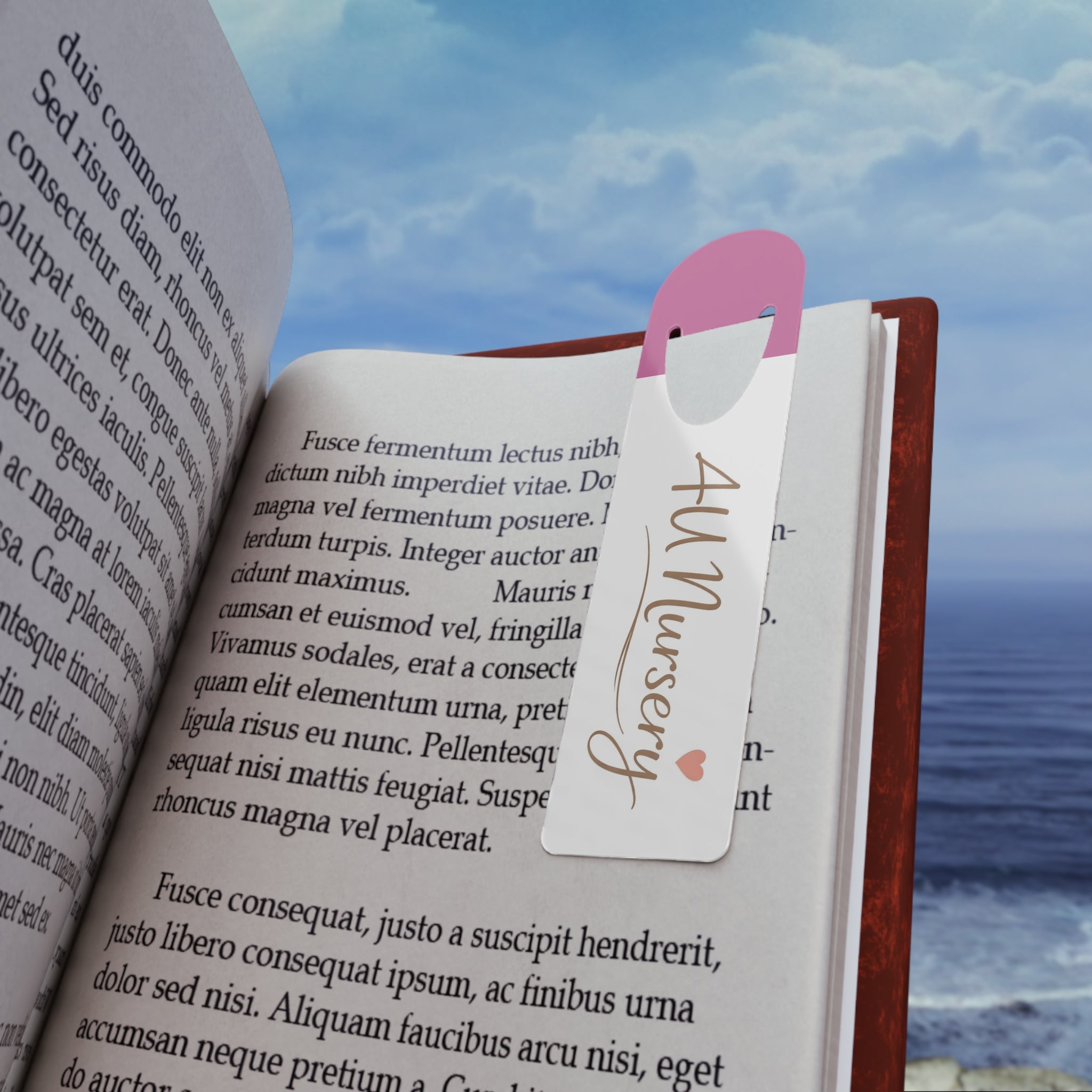AU Nursery Bookmark — Pink Heart Metal Page Marker for Baby Shower & New Parent Gifts