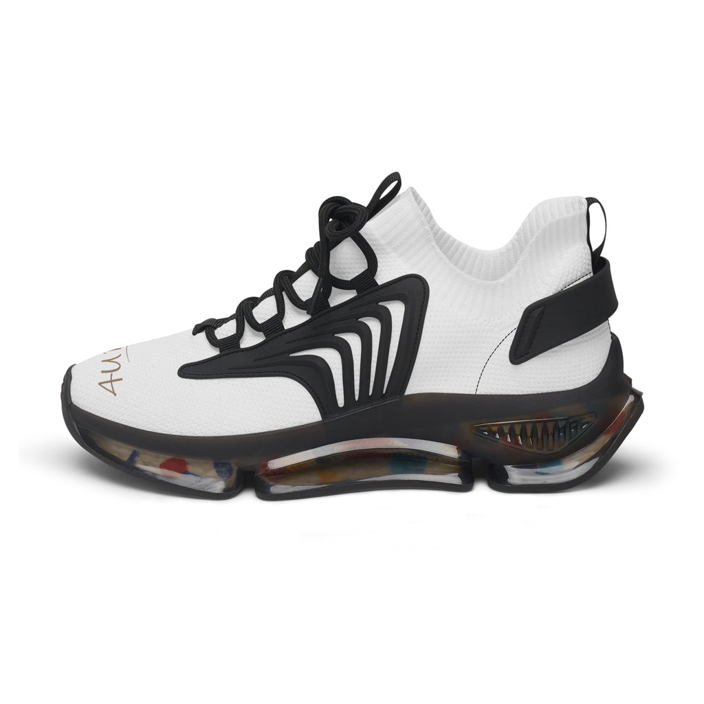 Women's Mesh Sneakers — Lightweight White Knit Runners with Colorful Sole & '4U Nursery' Script