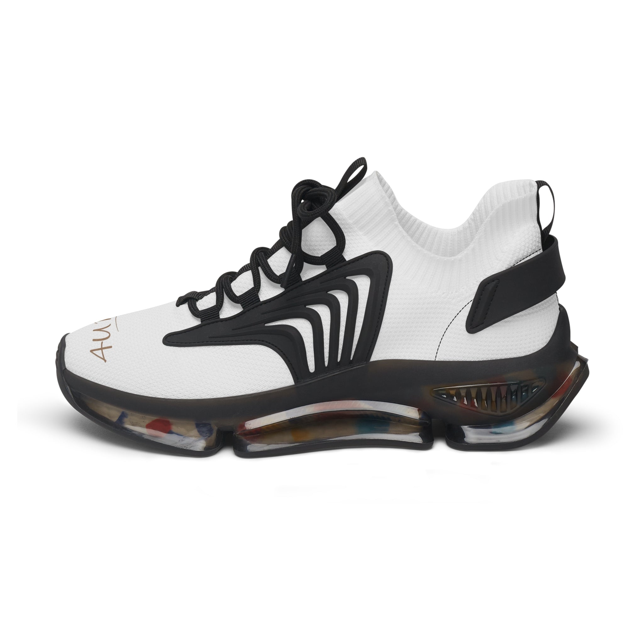 Women's Mesh Sneakers — Lightweight White Knit Runners with Colorful Sole & '4U Nursery' Script