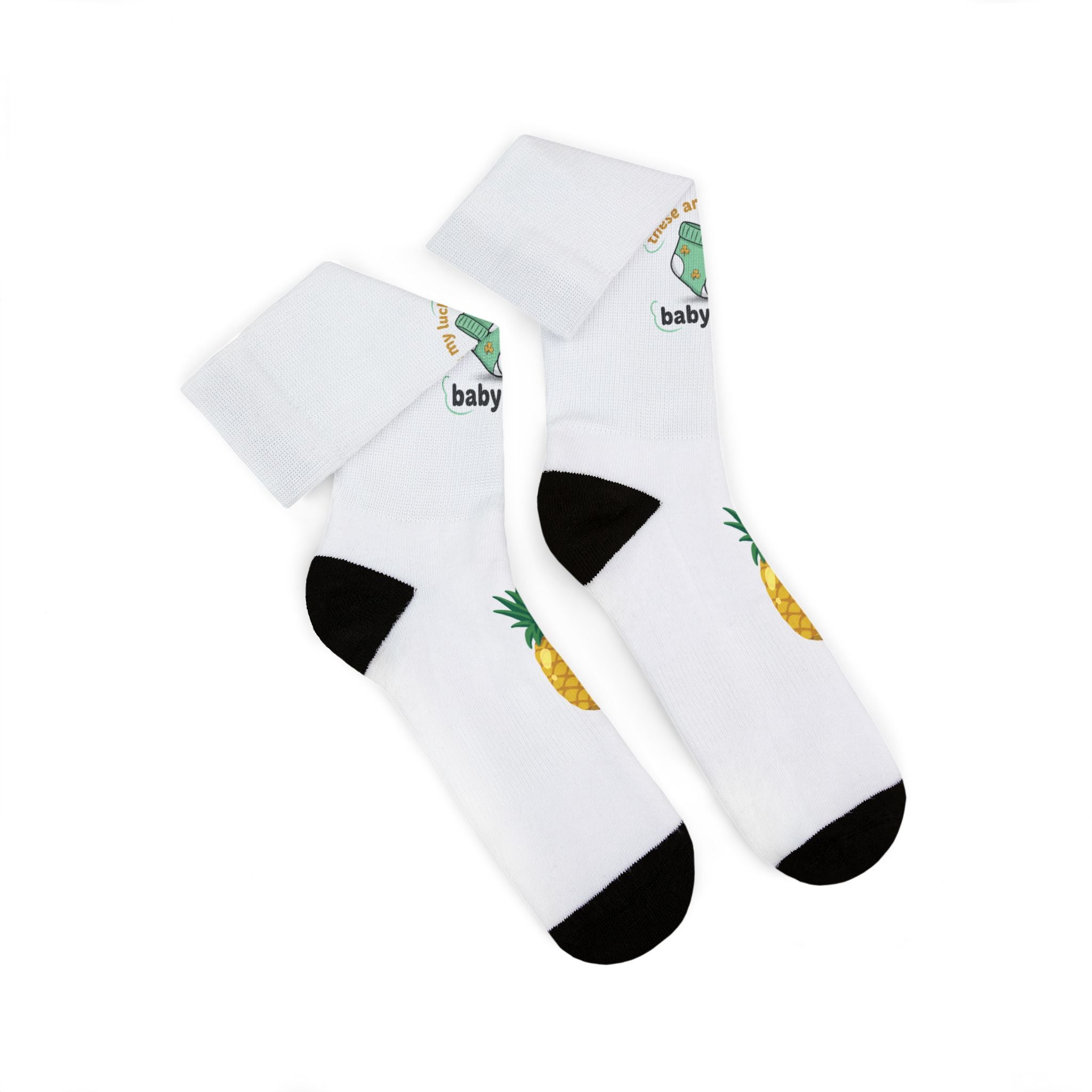 "My lucky baby Socks" — Tropical Crew Socks with Cute Pineapple Graphic